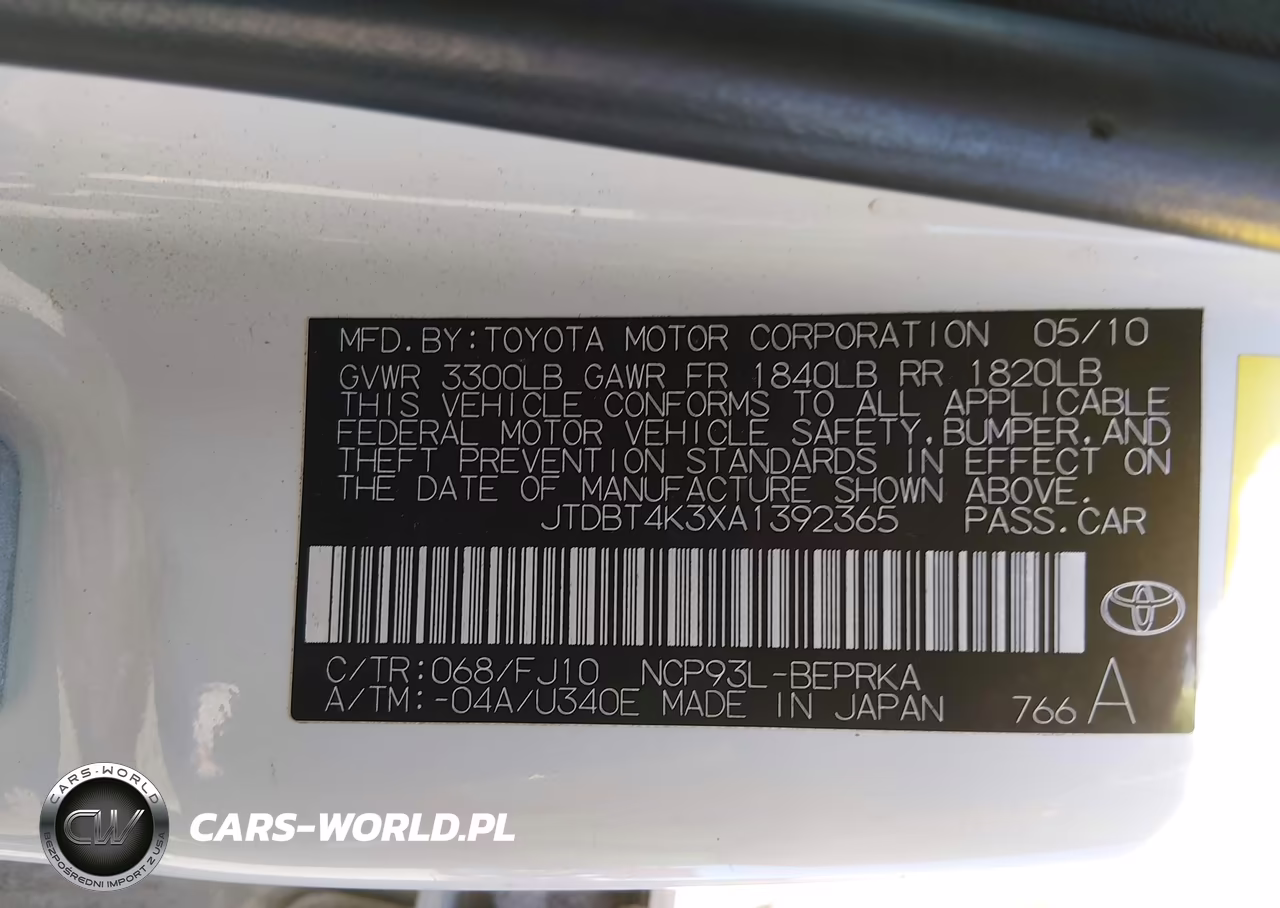2010 Toyota Yaris VIN:JTDBT4K3XA1392365 - 9