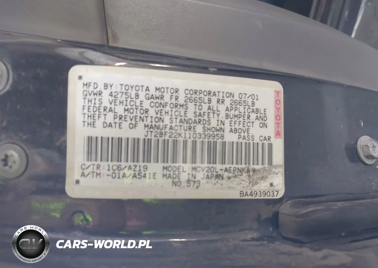2001 Toyota Camry Le V6 VIN:JT2BF22K110339958 - 9