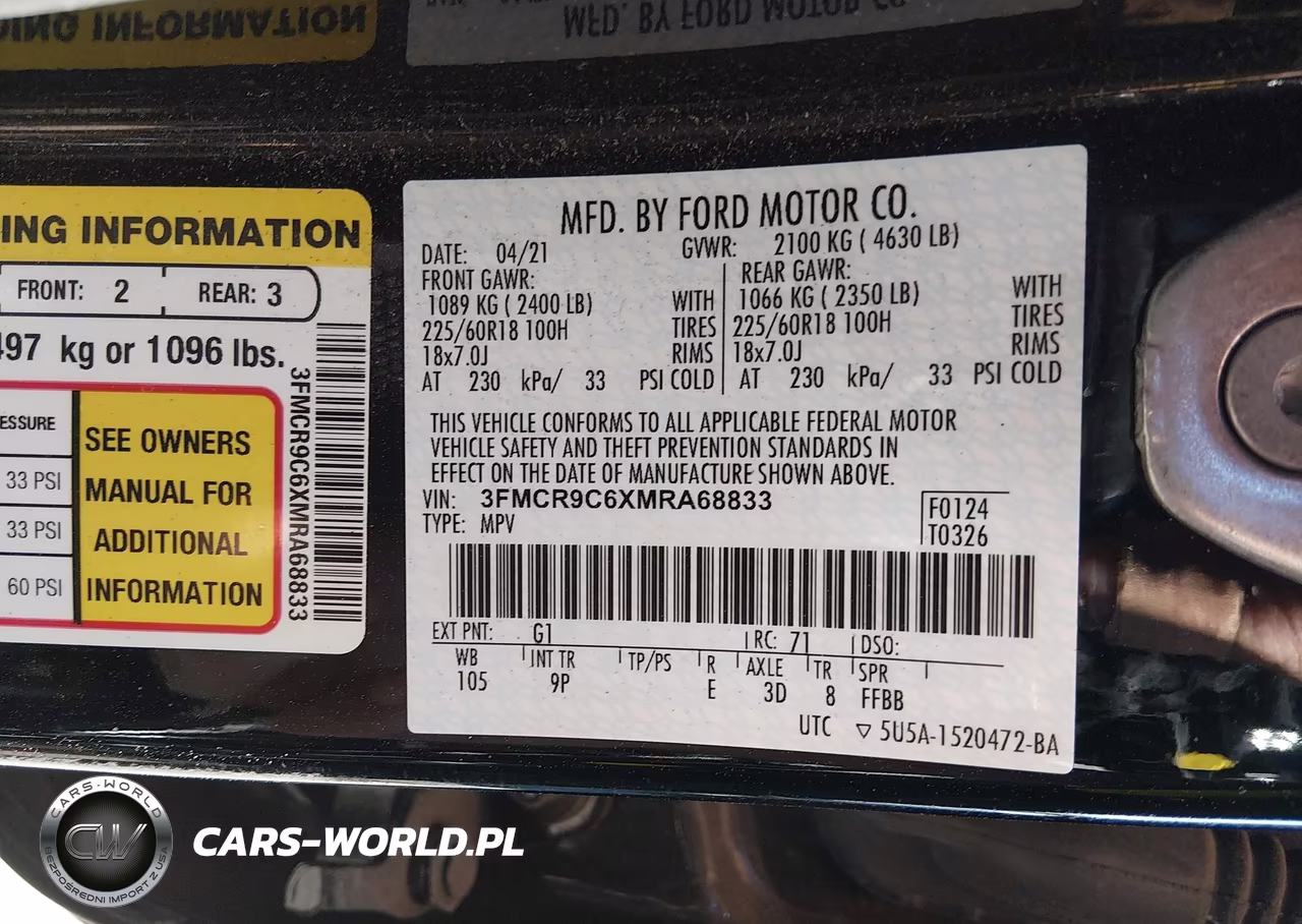 2021 Ford Bronco Sport Outer Banks VIN:3FMCR9C6XMRA68833 - 9