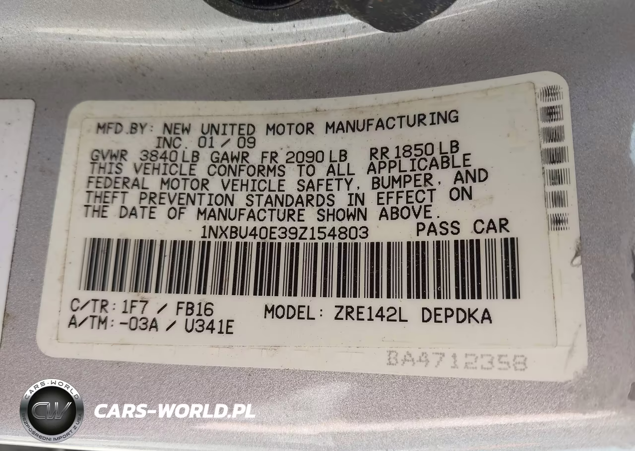 2009 Toyota Corolla Le VIN:1NXBU40E39Z154803 - 9