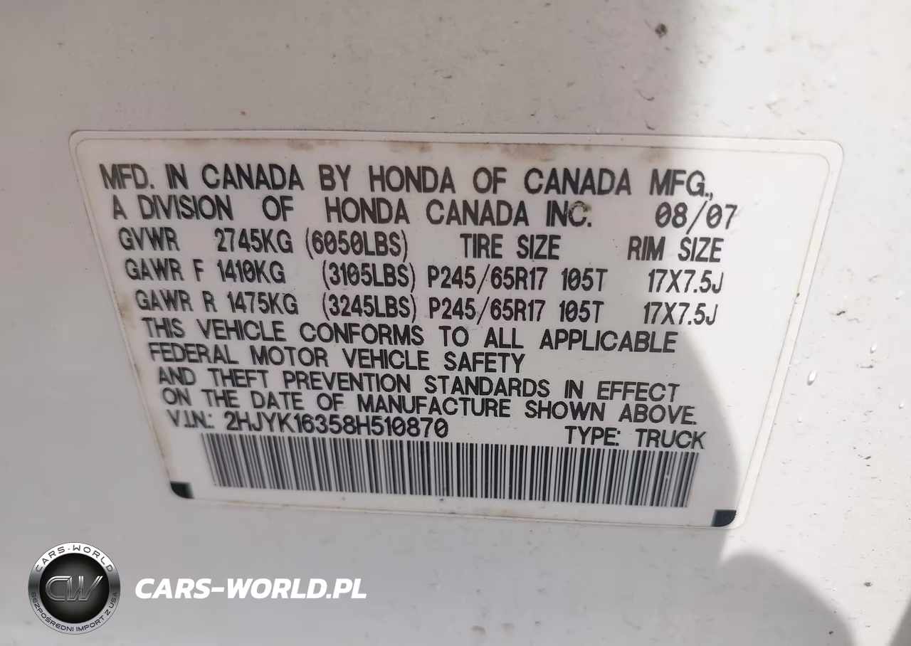 2008 Honda Ridgeline Rtx VIN:2HJYK16358H510870 - 9