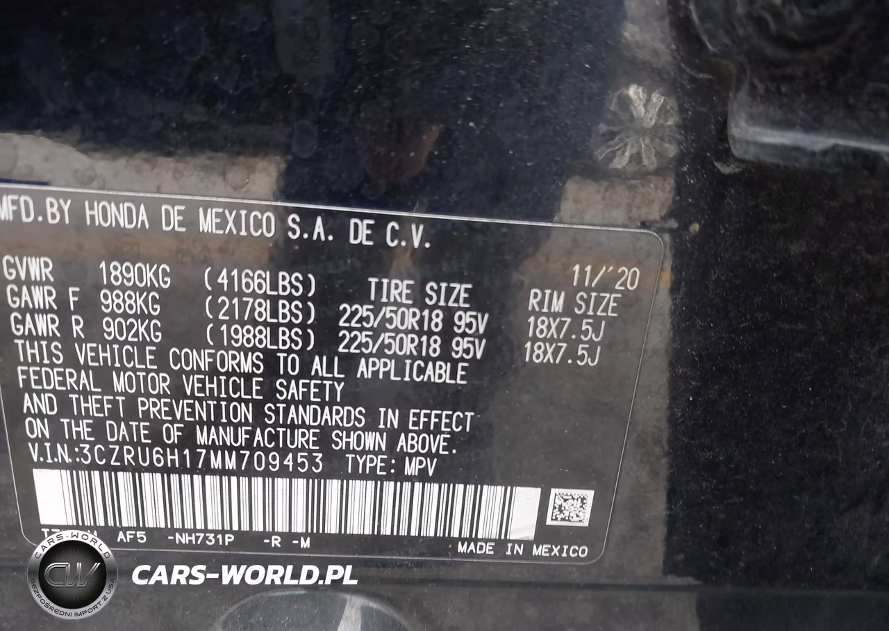 2021 Honda Hr-V Awd Sport VIN:3CZRU6H17MM709453 - 9