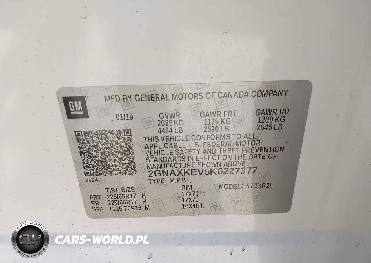 2019 Chevrolet Equinox Lt VIN:2GNAXKEV5K6227377 - 9