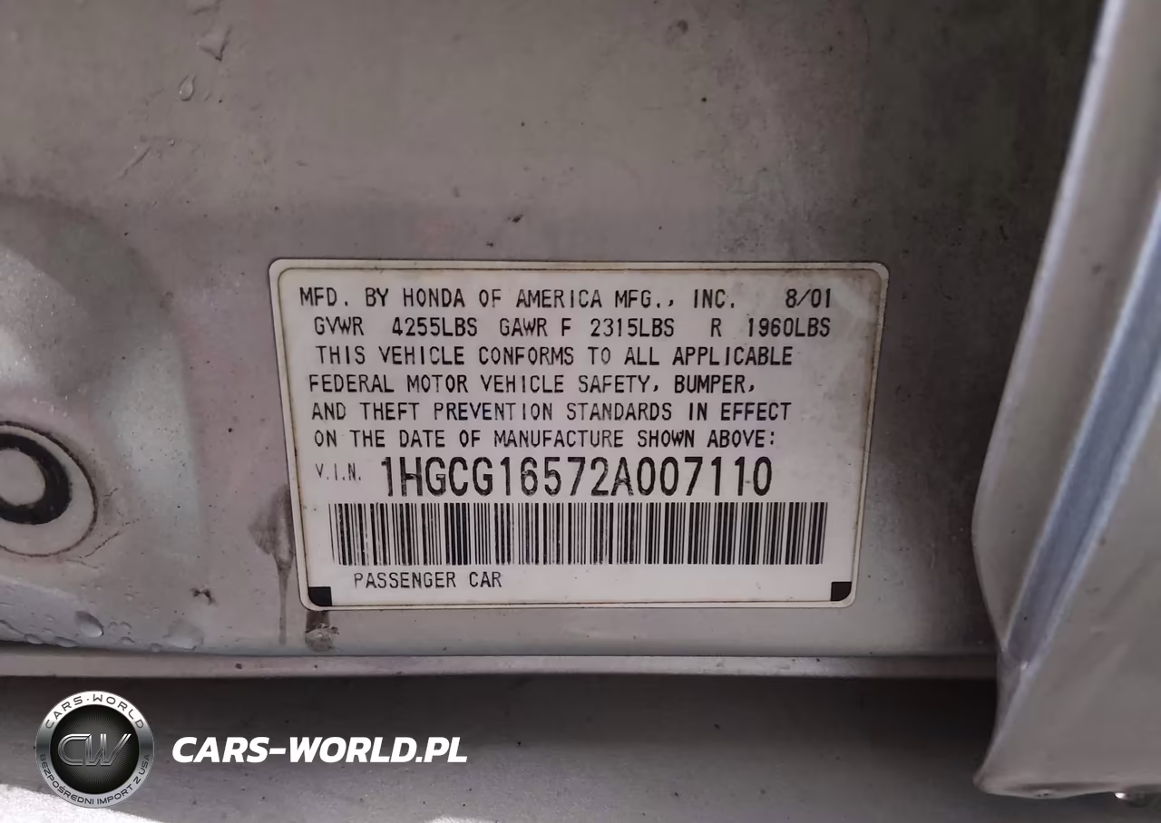 2002 Honda Accord 3.0 Ex VIN:1HGCG16572A007110 - 9