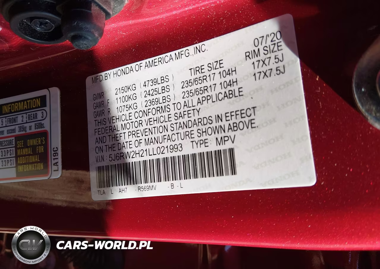 2020 Honda Cr-V Awd Lx VIN:5J6RW2H21LL021993 - 9