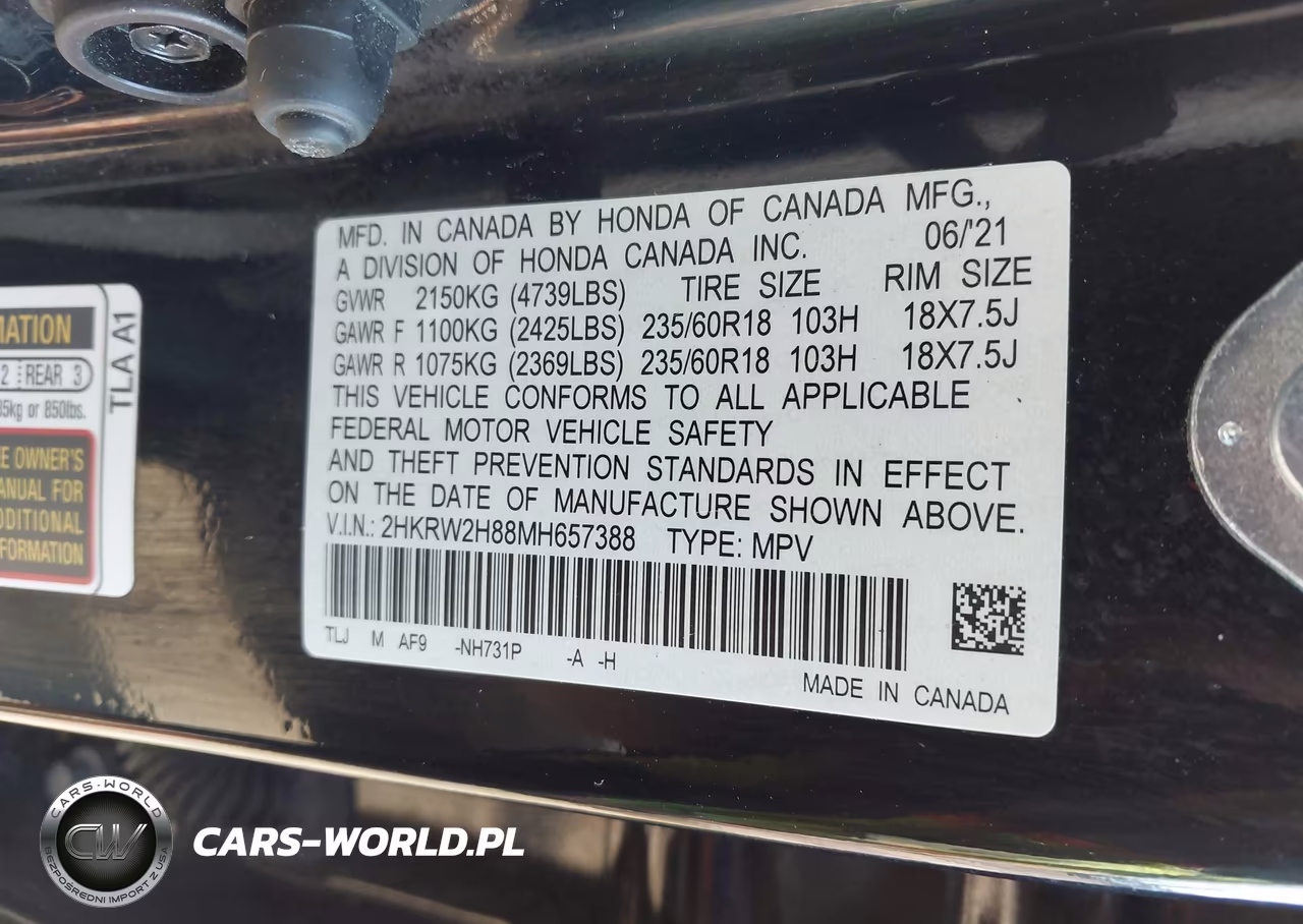 2021 Honda Cr-V Exl VIN:2HKRW2H88MH657388 - 9