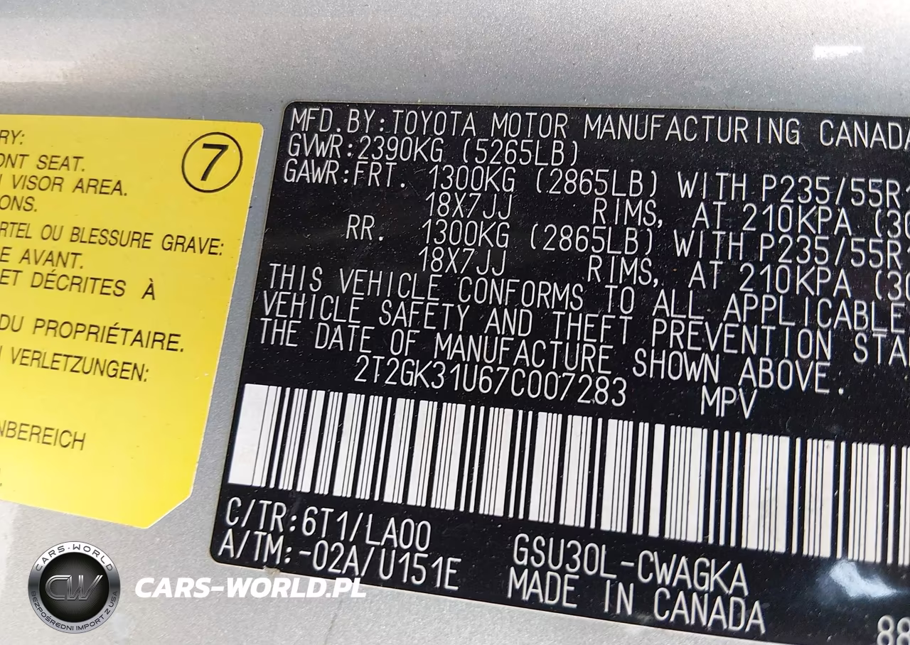 2007 Lexus Rx 350 VIN:2T2GK31U67C007283 - 9