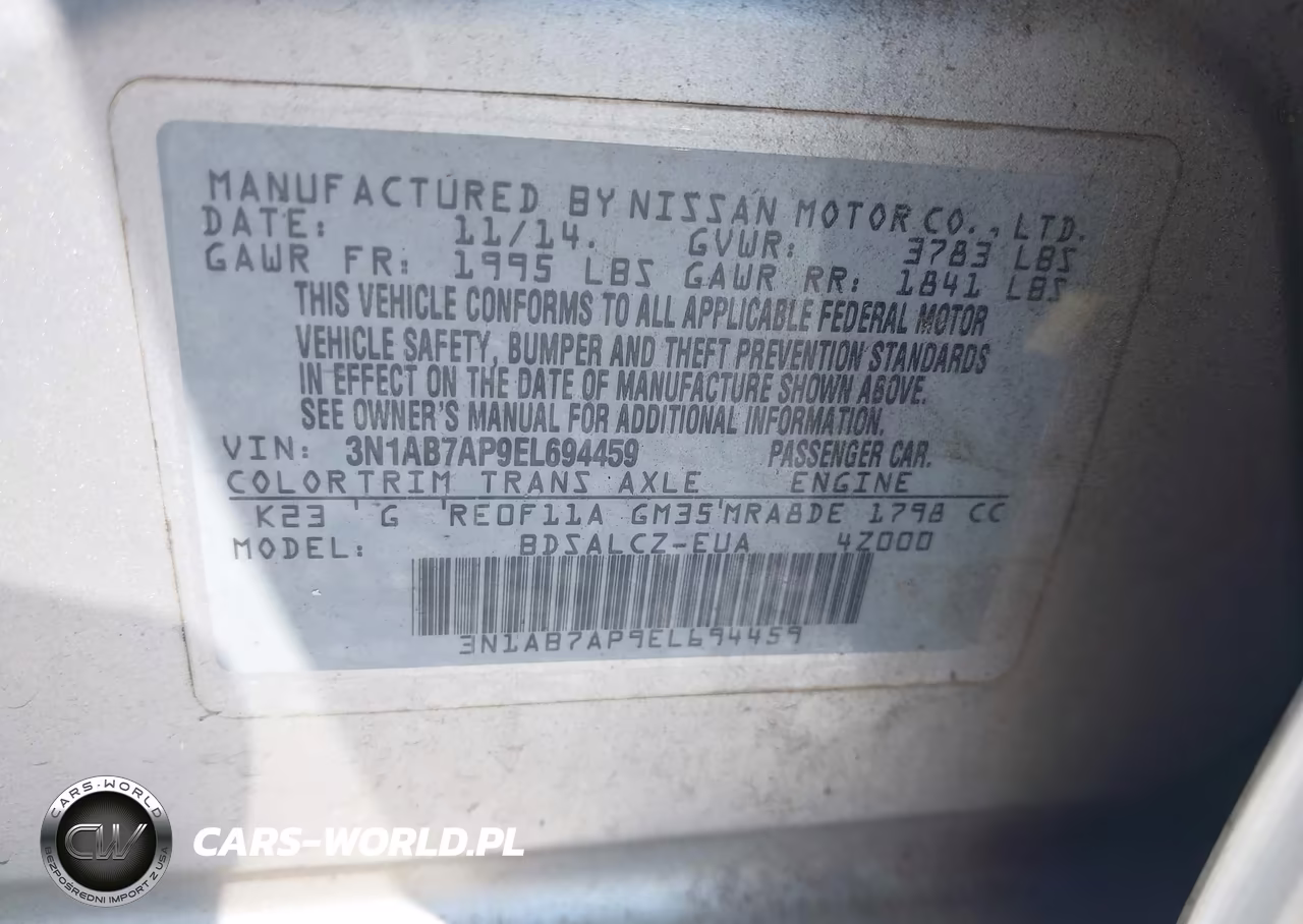 2014 Nissan Sentra S VIN:3N1AB7AP9EL694459 - 9
