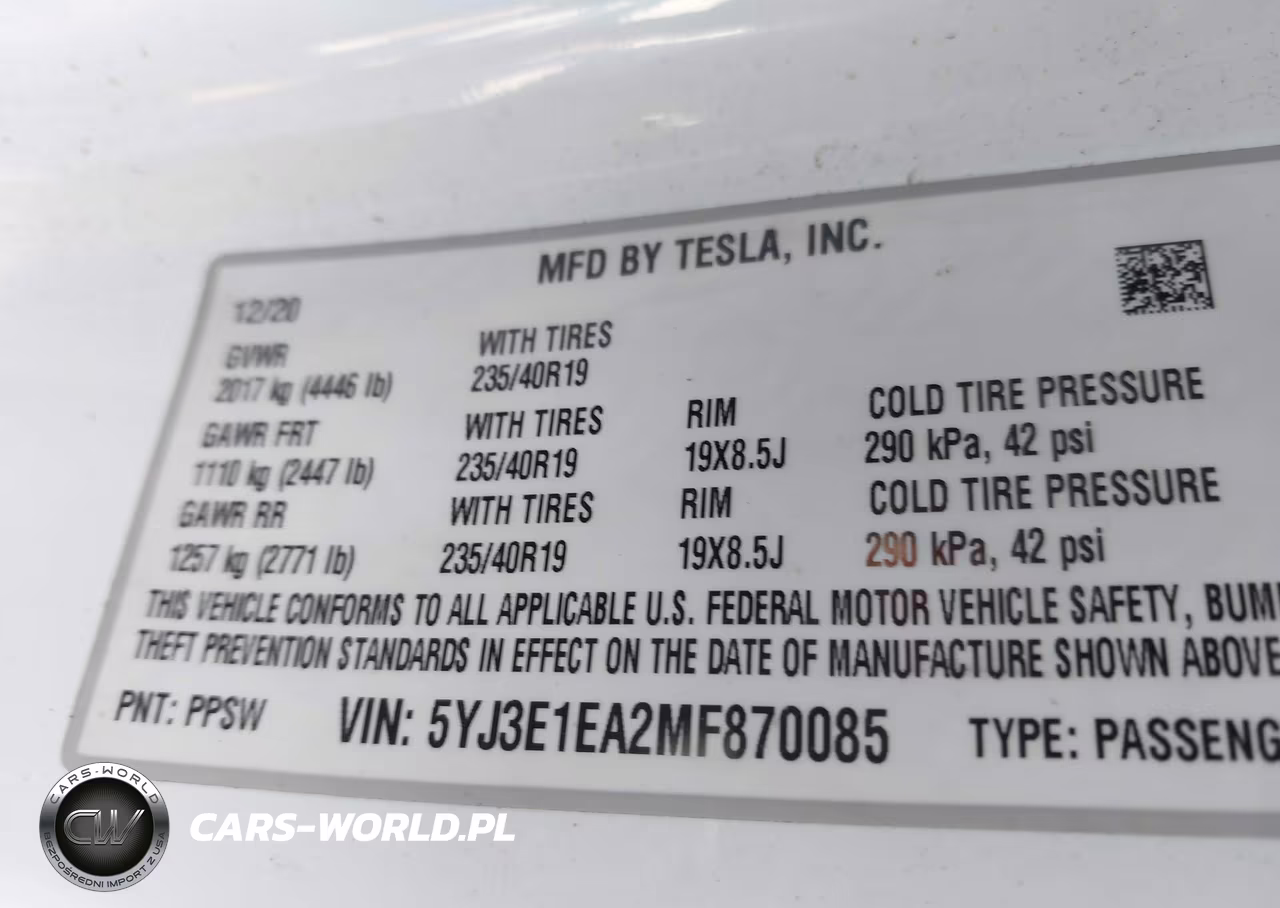 2021 Tesla Model 3 Standard Range Plus Rear-Wheel Drive VIN:5YJ3E1EA2MF870085 - 9