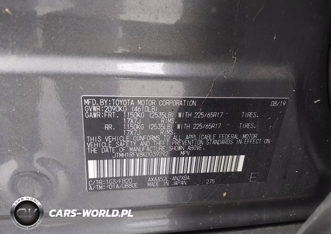 2019 Toyota Rav4 Le VIN:JTMH1RFV8KD039292 - 9