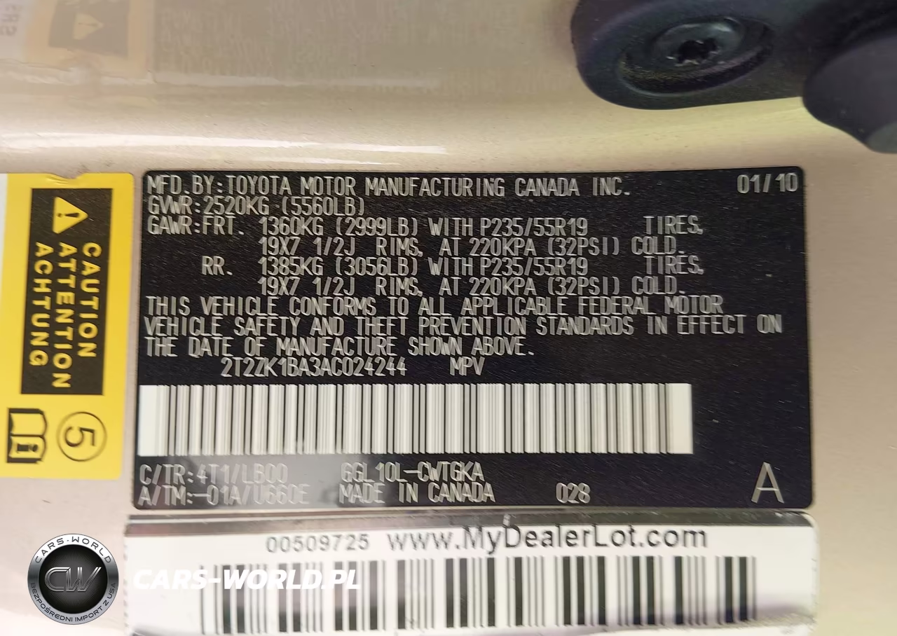 2010 Lexus Rx 350 VIN:2T2ZK1BA3AC024244 - 9