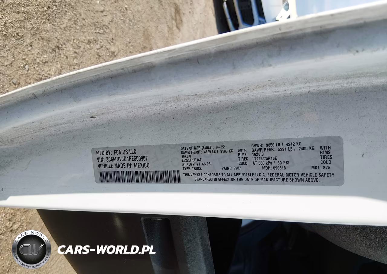 2023 Ram Promaster 3500 Cargo Van High Roof 159 Wb Ext VIN:3C6MRVJG1PE500967 - 9