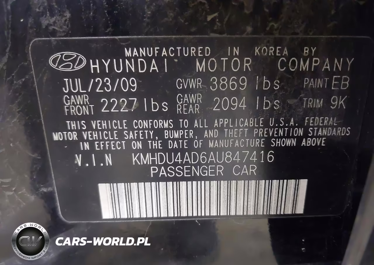 2010 Hyundai Elantra Gls VIN:KMHDU4AD6AU847416 - 9