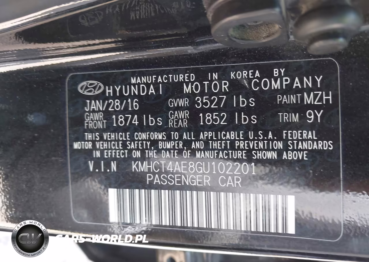 HYUNDAI ACCENT SE VIN:KMHCT4AE8GU102201 - 9
