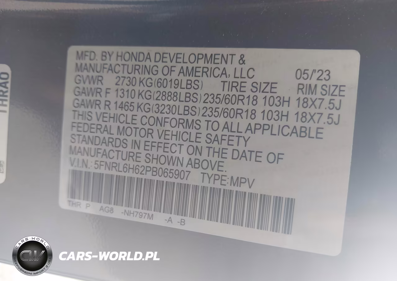 2023 Honda Odyssey Ex-L VIN:5FNRL6H62PB065907 - 9