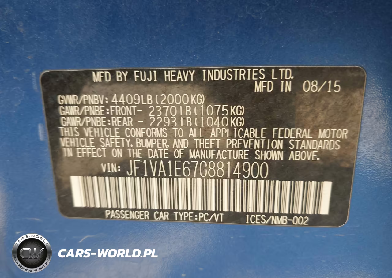 2016 Subaru Wrx Premium VIN:JF1VA1E67G8814900 - 9