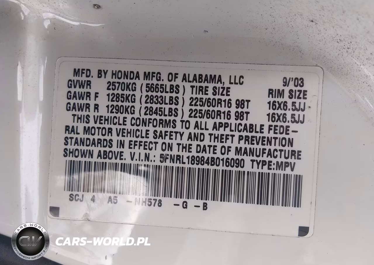 2004 Honda Odyssey Ex-L VIN:5FNRL18984B016090 - 9
