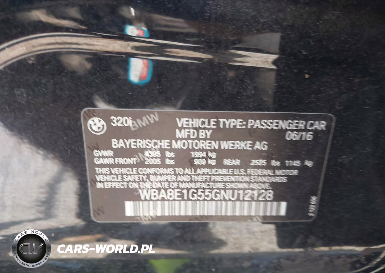 2016 BMW 320I VIN:WBA8E1G55GNU12128 - 9