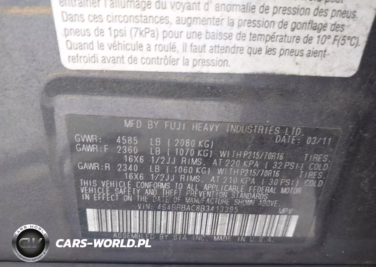 2011 Subaru Outback 2.5I VIN:4S4BRBAC8B3413395 - 9