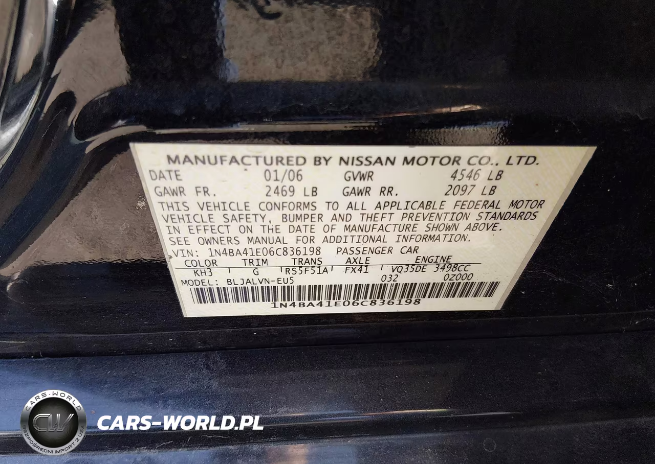 2006 Nissan Maxima 3.5 Se VIN:1N4BA41E06C836198 - 9
