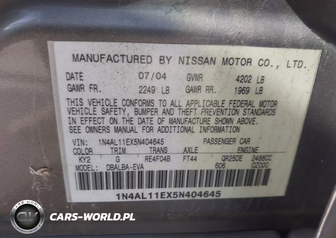 2005 Nissan Altima 2.5 S VIN:1N4AL11EX5N404645 - 9
