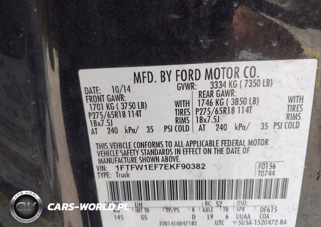 2014 Ford F-150 Xlt VIN:1FTFW1EF7EKF90382 - 9