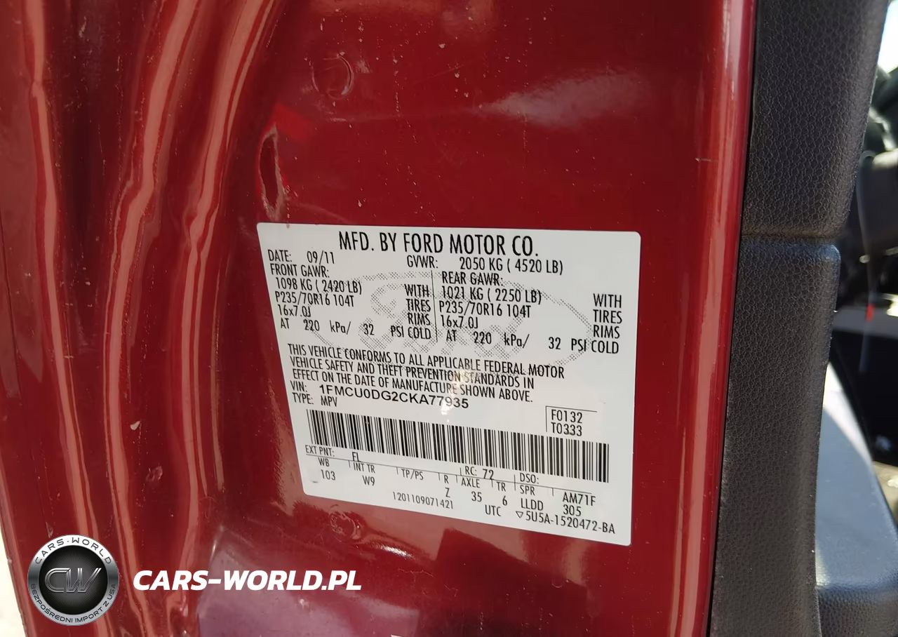 2012 Ford Escape Xlt VIN:1FMCU0DG2CKA77935 - 9