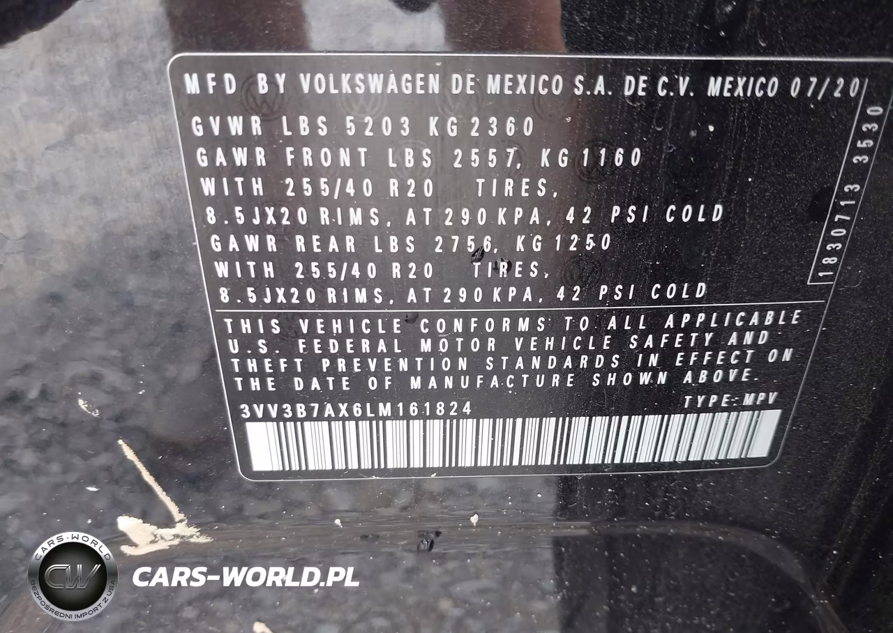 2020 Volkswagen Tiguan VIN:3VV3B7AX6LM161824 - 9