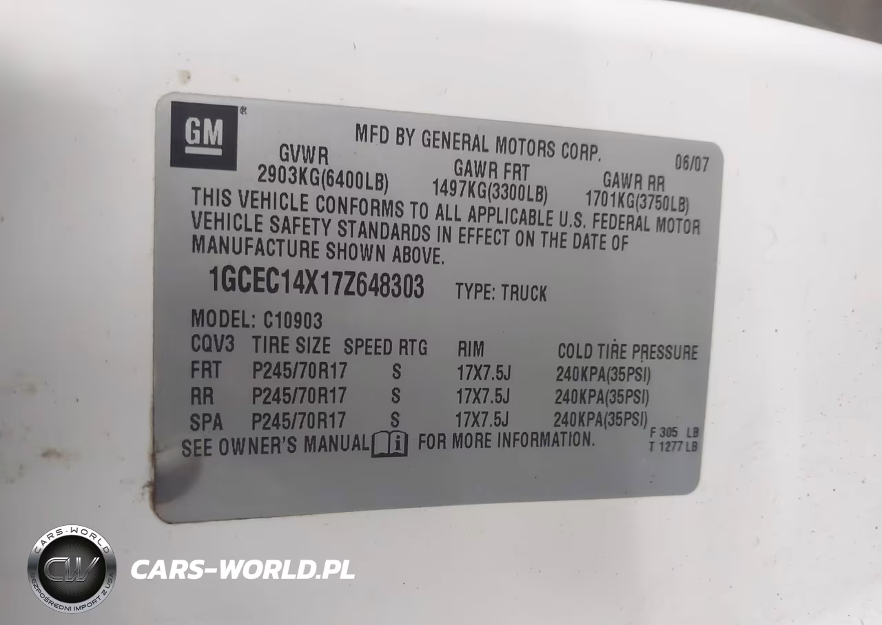 2007 Chevrolet Silverado 1500 Work Truck VIN:1GCEC14X17Z648303 - 9