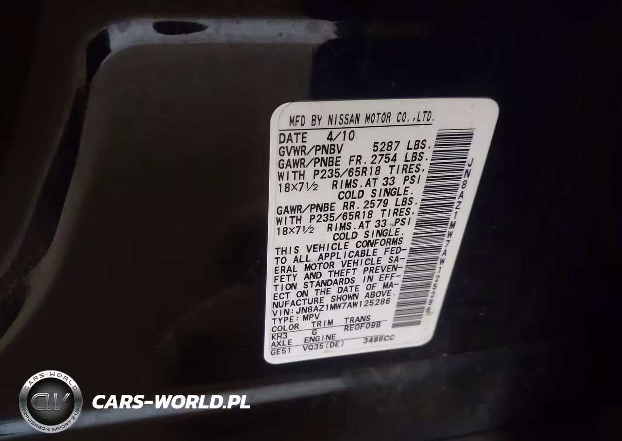 2010 Nissan Murano Sl VIN:JN8AZ1MW7AW125286 - 9