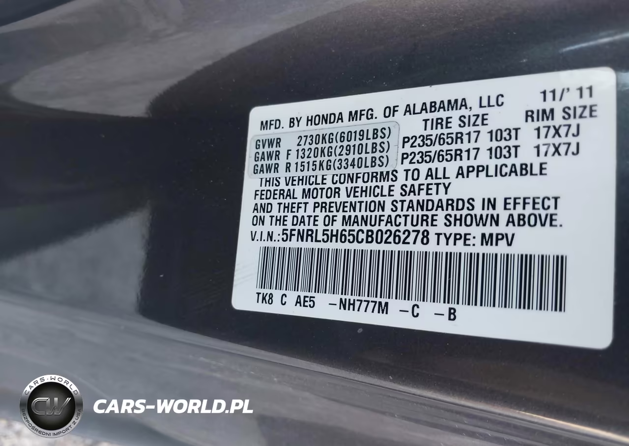 2012 Honda Odyssey Ex-L VIN:5FNRL5H65CB026278 - 9
