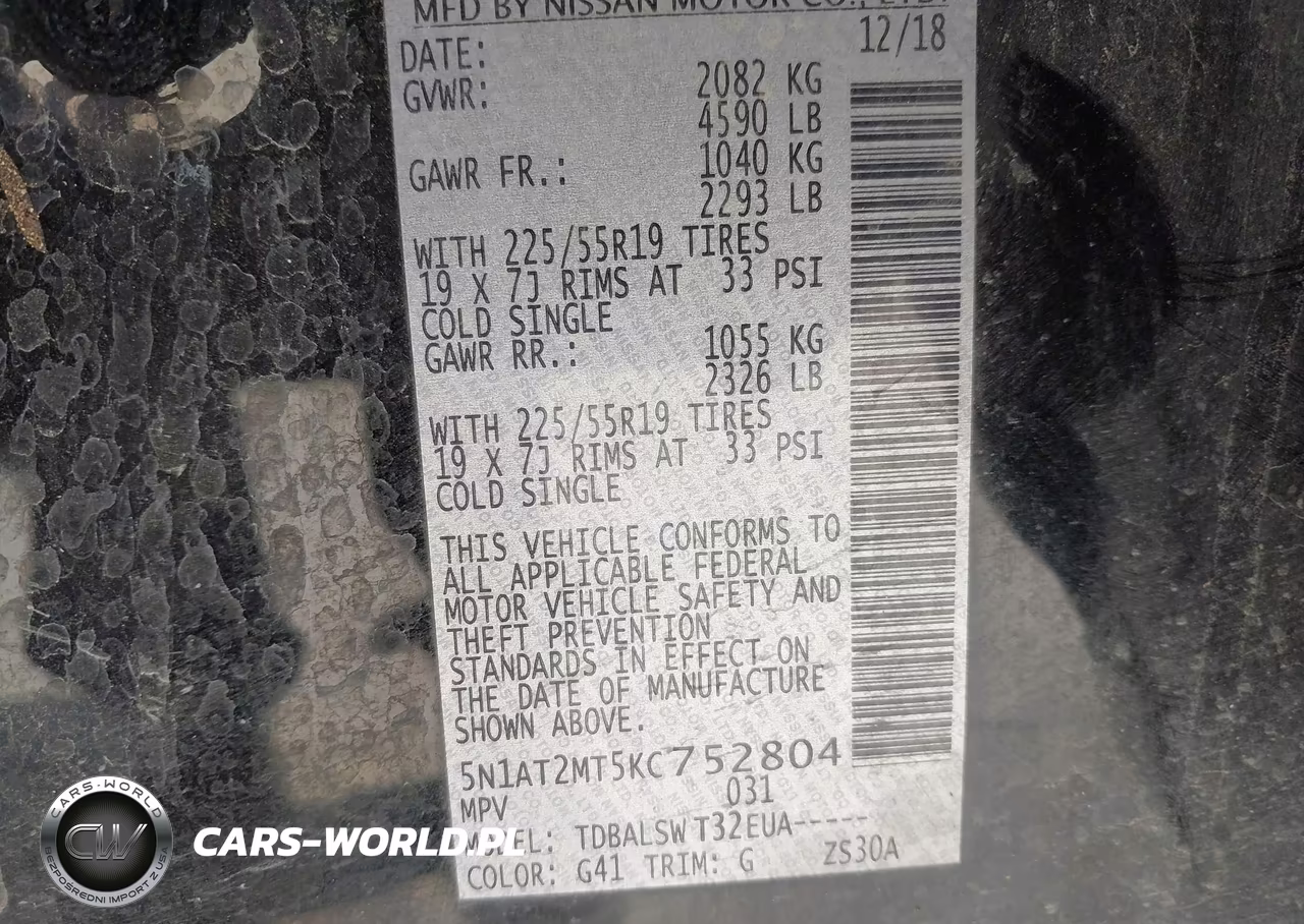 2019 Nissan Rogue Sl VIN:5N1AT2MT5KC752804 - 9