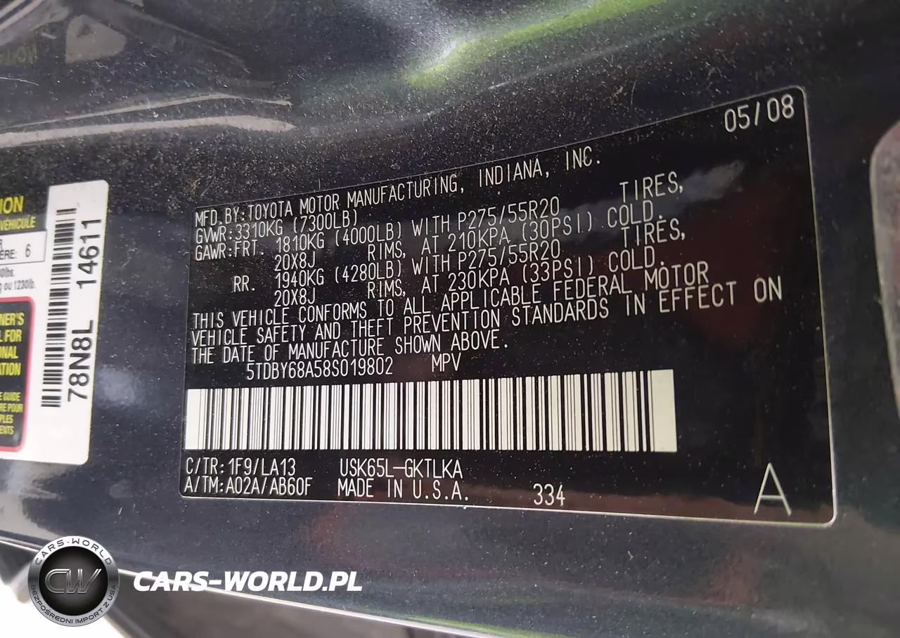 2008 Toyota Sequoia Limited 5.7L V8 VIN:5TDBY68A58S019802 - 9