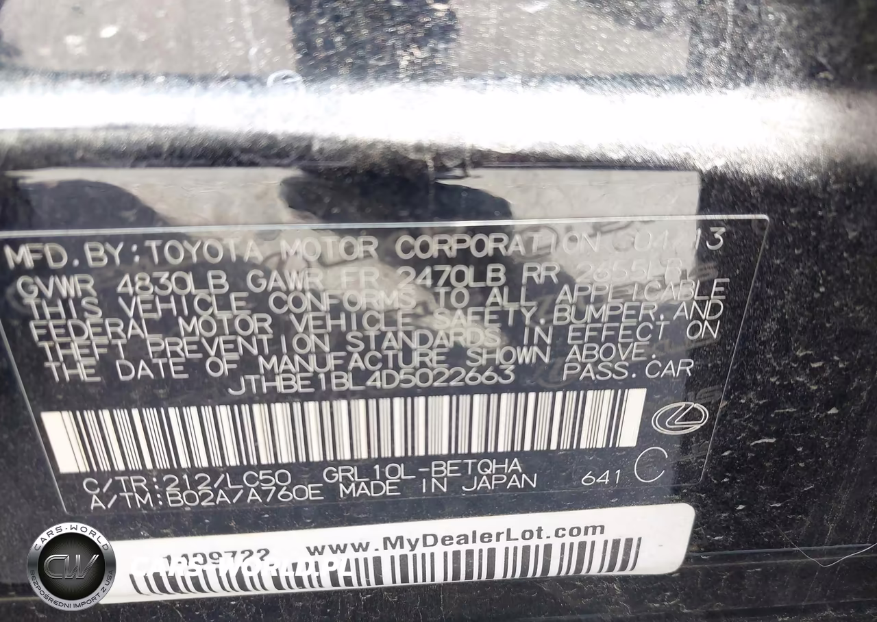 2013 Lexus Gs 350 VIN:JTHBE1BL4D5022663 - 9
