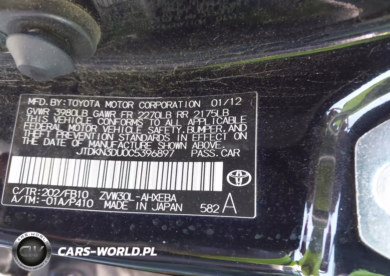 2012 Toyota Prius Two VIN:JTDKN3DU0C5396897 - 9