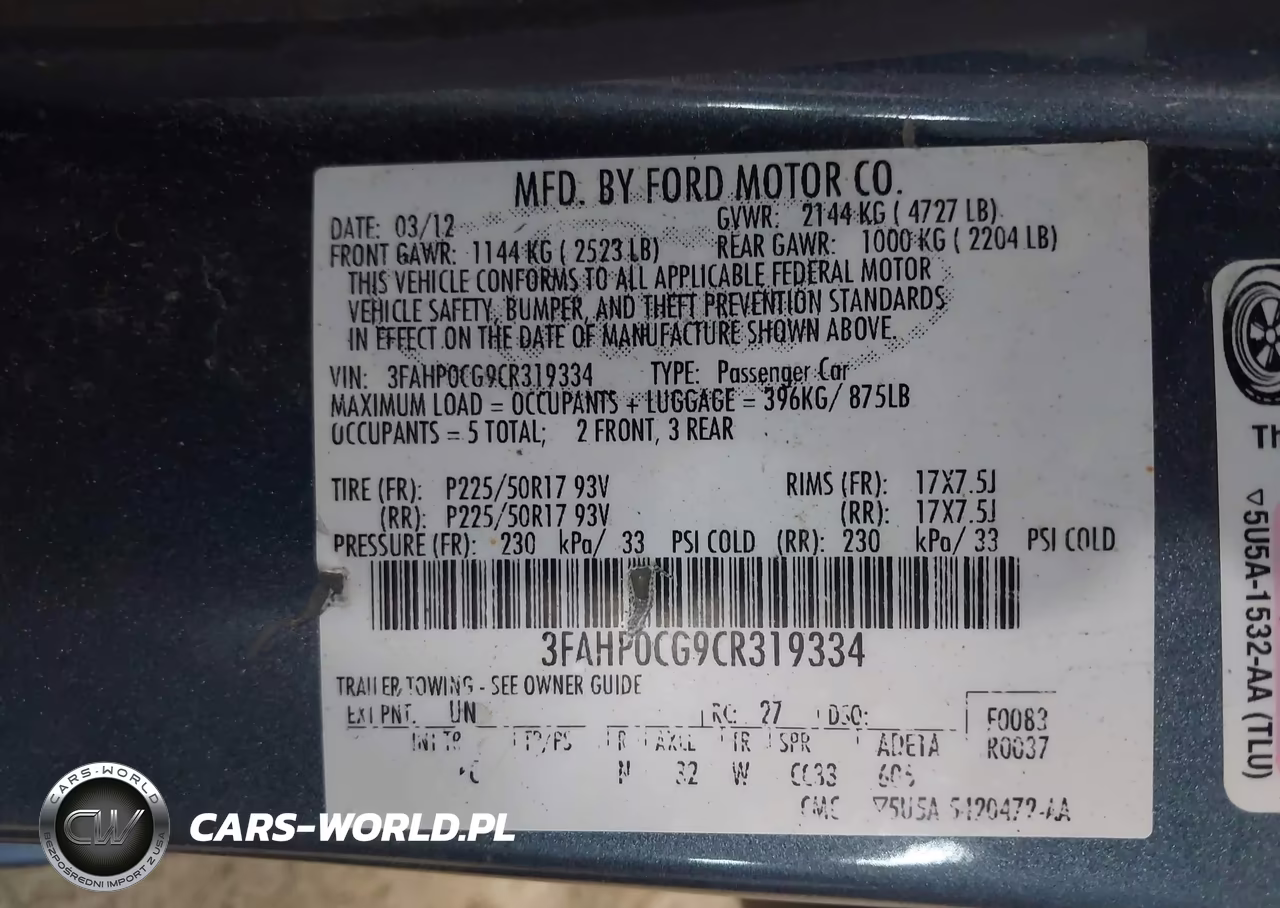 2012 Ford Fusion Sel VIN:3FAHP0CG9CR319334 - 9