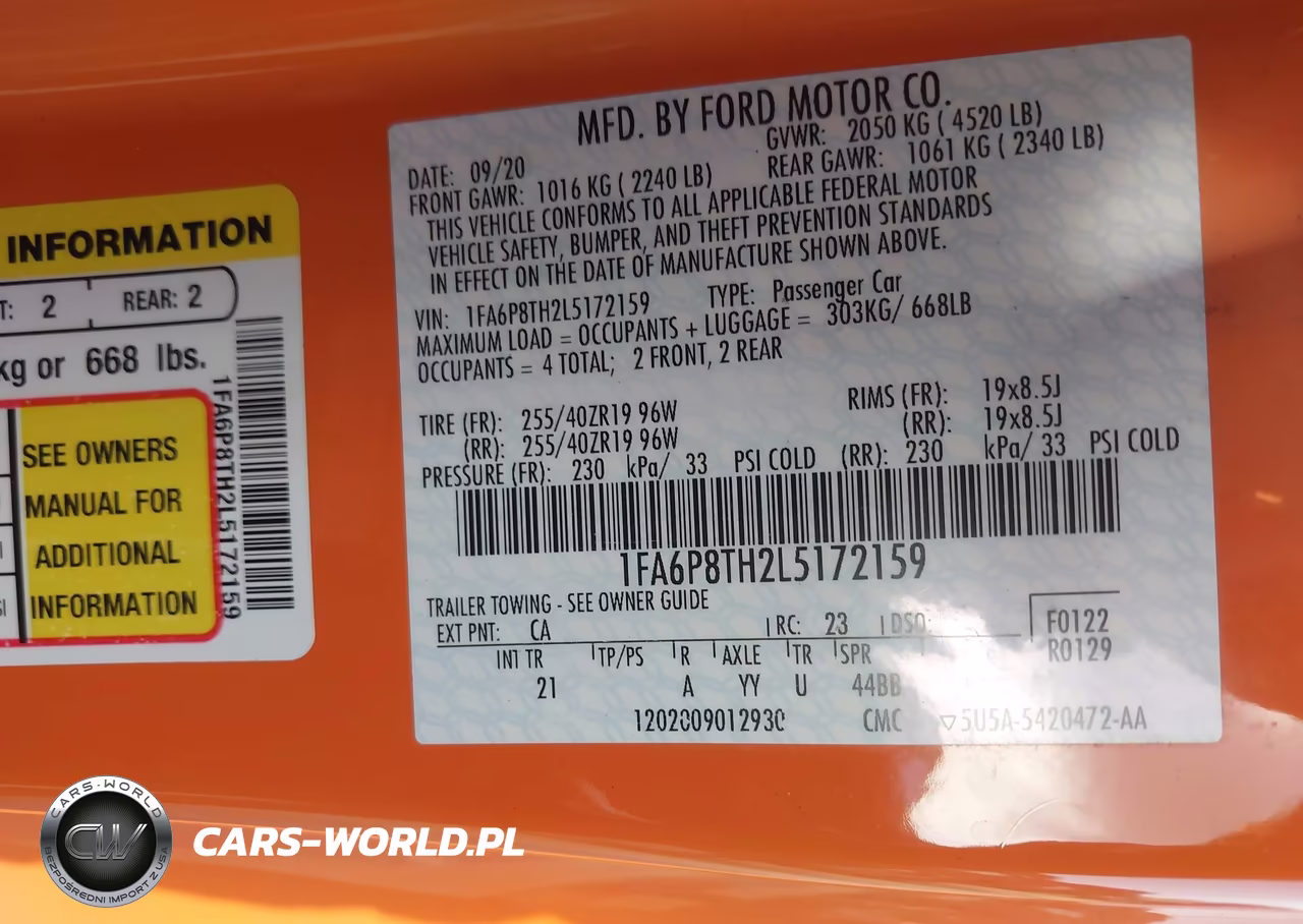 2020 Ford Mustang Ecoboost Fastback VIN:1FA6P8TH2L5172159 - 9