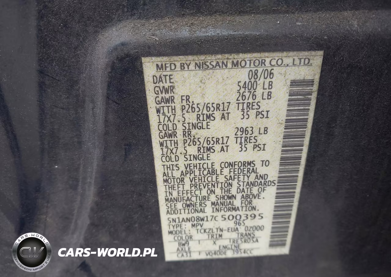2007 Nissan Xterra Se VIN:5N1AN08W17C500395 - 9