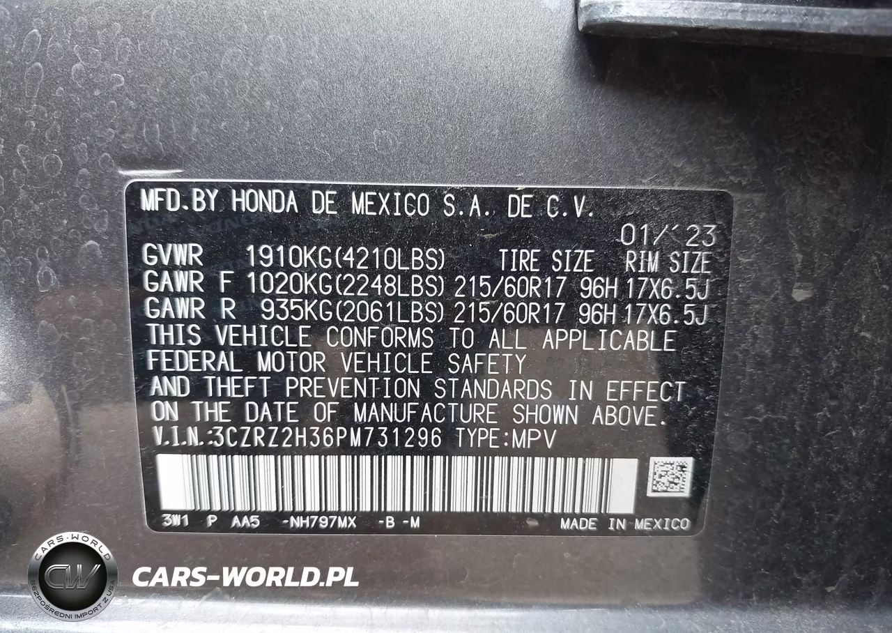 2023 Honda Hr-V Awd Lx VIN:3CZRZ2H36PM731296 - 9