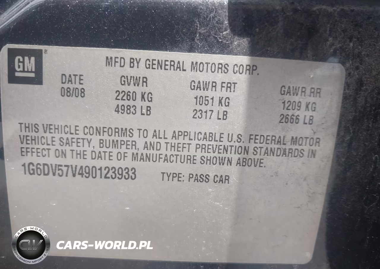 2009 Cadillac Cts Rwd W-1Sb VIN:1G6DV57V490123933 - 9