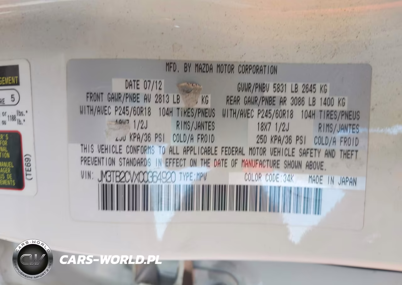 2012 Mazda Cx-9 Touring VIN:JM3TB2CVXC0364920 - 9