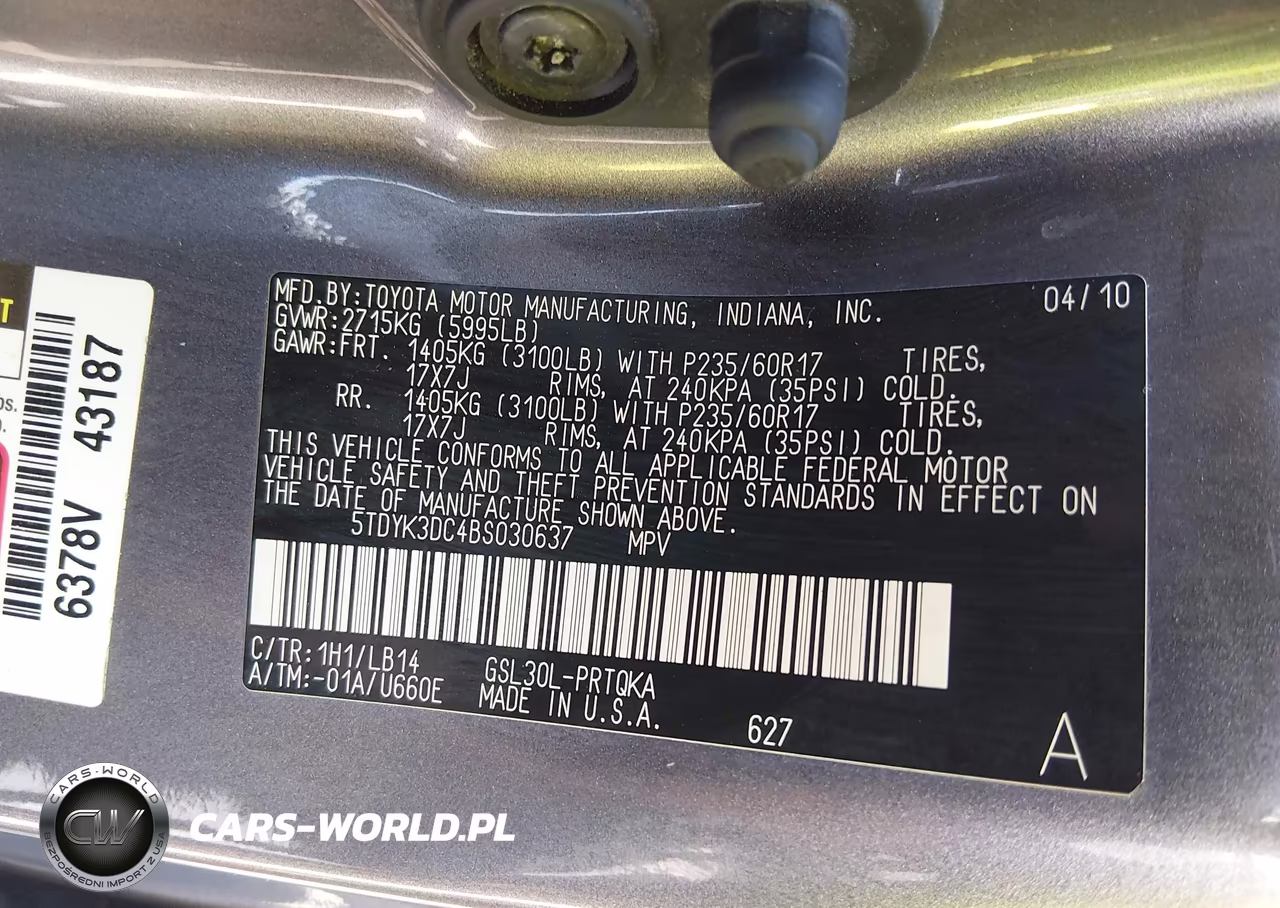 2011 Toyota Sienna Xle V6 VIN:5TDYK3DC4BS030637 - 9