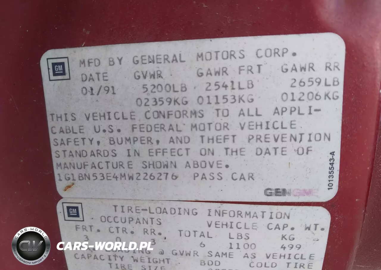 1991 Chevrolet Caprice Classic Ltz VIN:1G1BN53E4MW226276 - 9