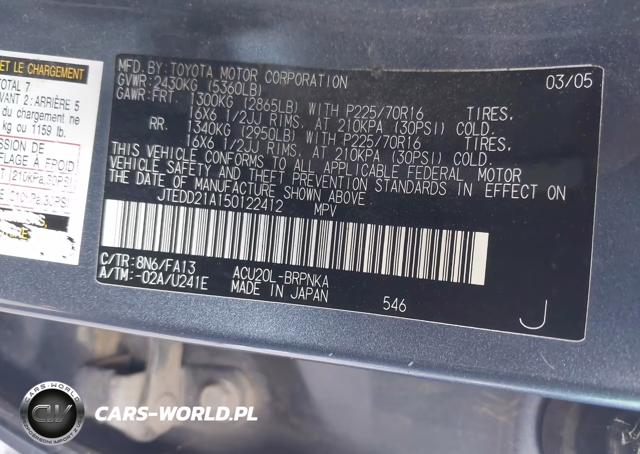 2005 Toyota Highlander VIN:JTEDD21A150122412 - 9