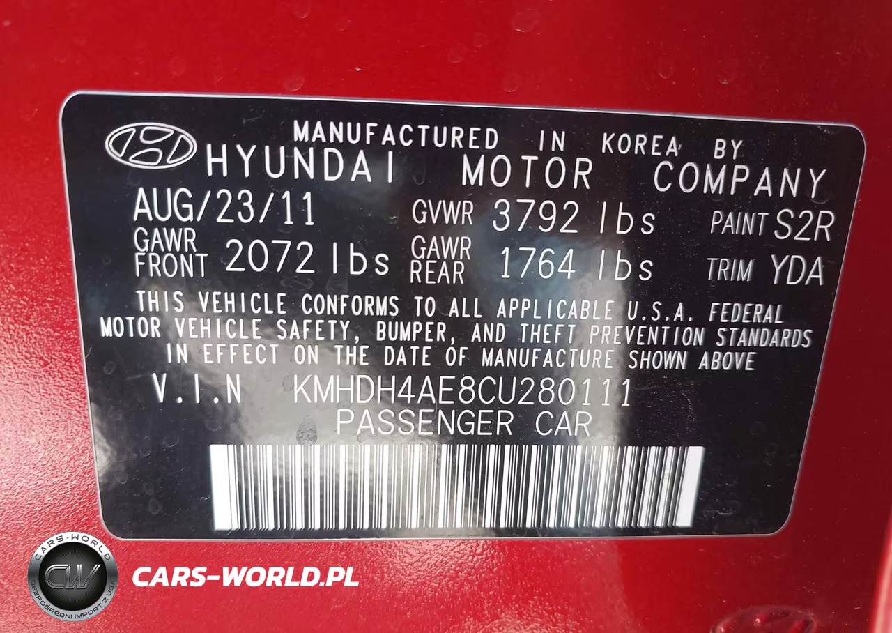 2012 Hyundai Elantra Limited (Ulsan Plant) VIN:KMHDH4AE8CU280111 - 9
