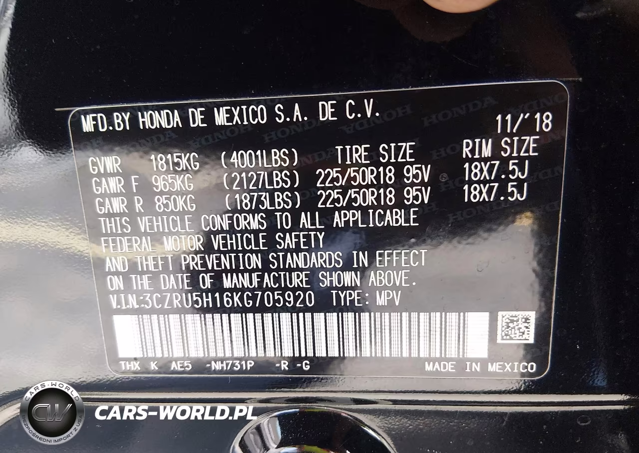 2019 Honda Hr-V Sport VIN:3CZRU5H16KG705920 - 9