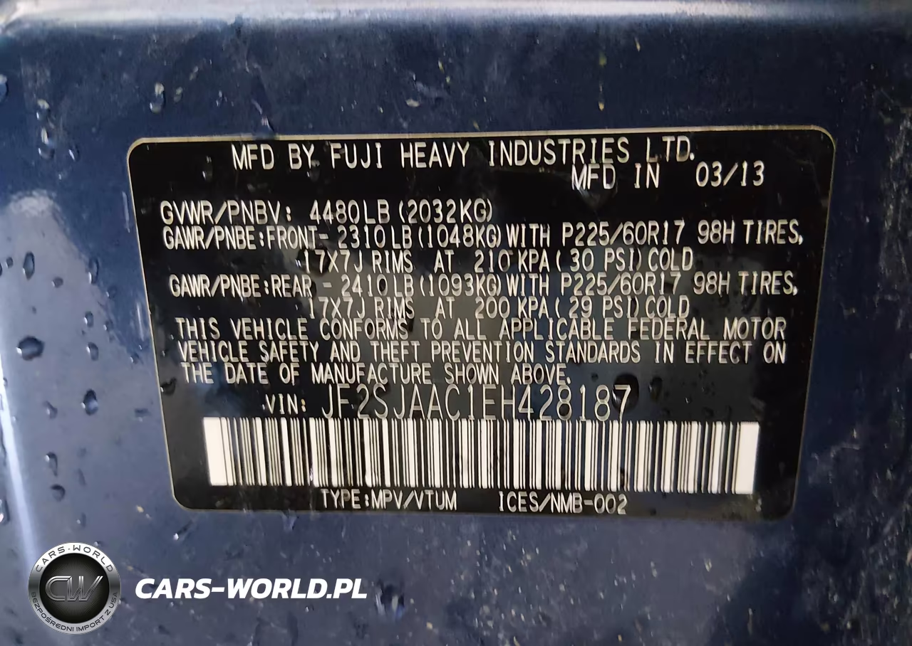 2014 Subaru Forester 2.5I VIN:JF2SJAAC1EH428187 - 9