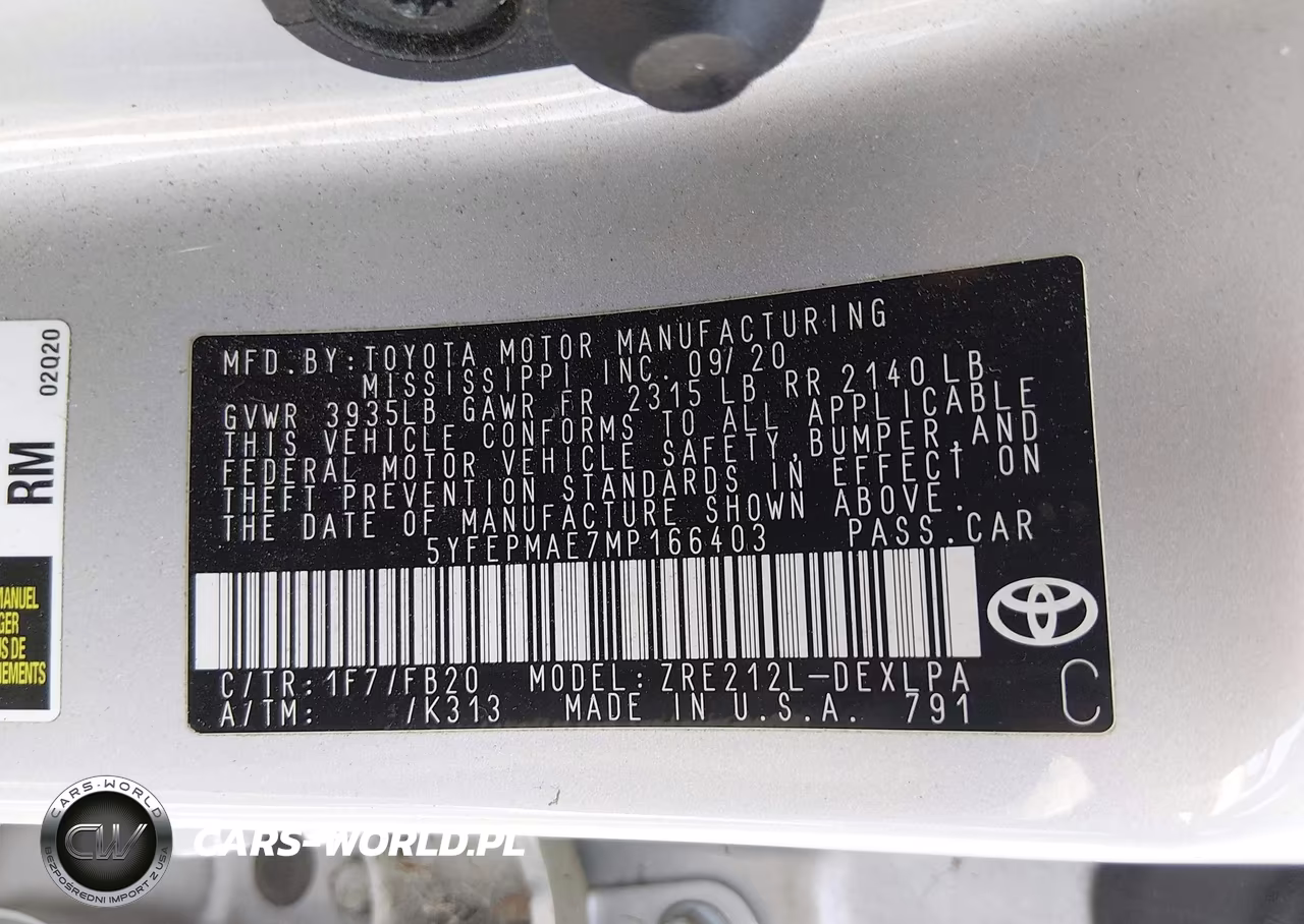 2021 Toyota Corolla Le VIN:5YFEPMAE7MP166403 - 9