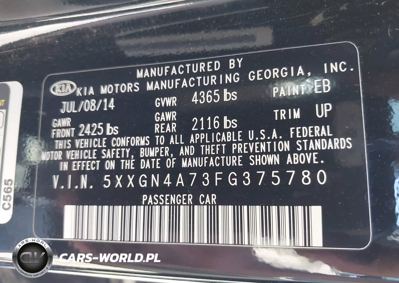 2015 Kia Optima Ex VIN:5XXGN4A73FG375780 - 9