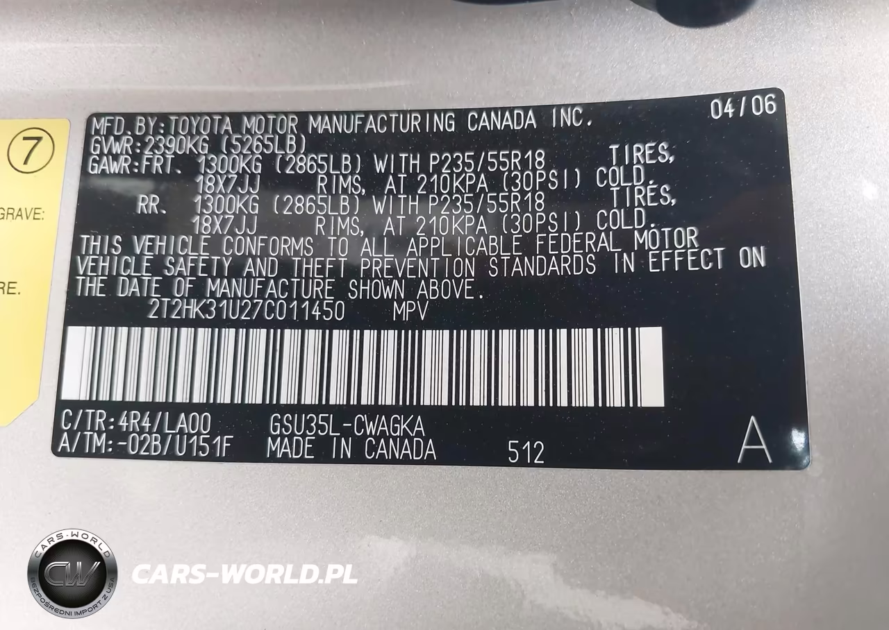 2007 Lexus Rx 350 VIN:2T2HK31U27C011450 - 9